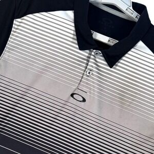 Oakley Golf Polo Shirt Mens XL Gradient Striped Athletic Fit Golf Performance